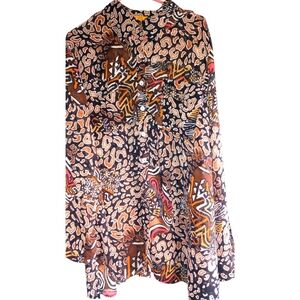 Ruby Rd geometric print long sleeve bottom down shirt dress size 18w